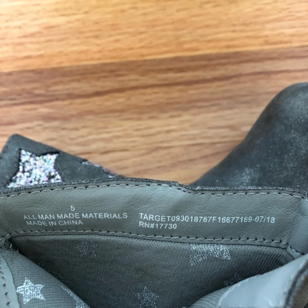 Cat & Jack Cowboy Boots Glitter Stars Grey 5